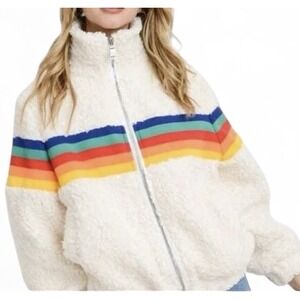 Paper Crane Rainbow Fleece Jacket Womans Sz US Small - C91045A